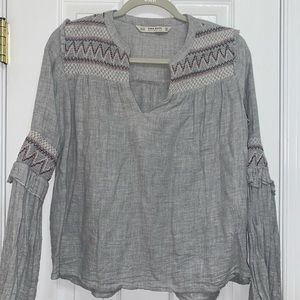Gray Zara v-neck blouse